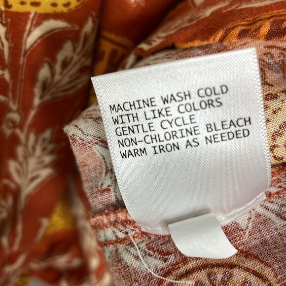 Rachel Zoe Orange Floral Peasant Top M - Picture 9 of 9